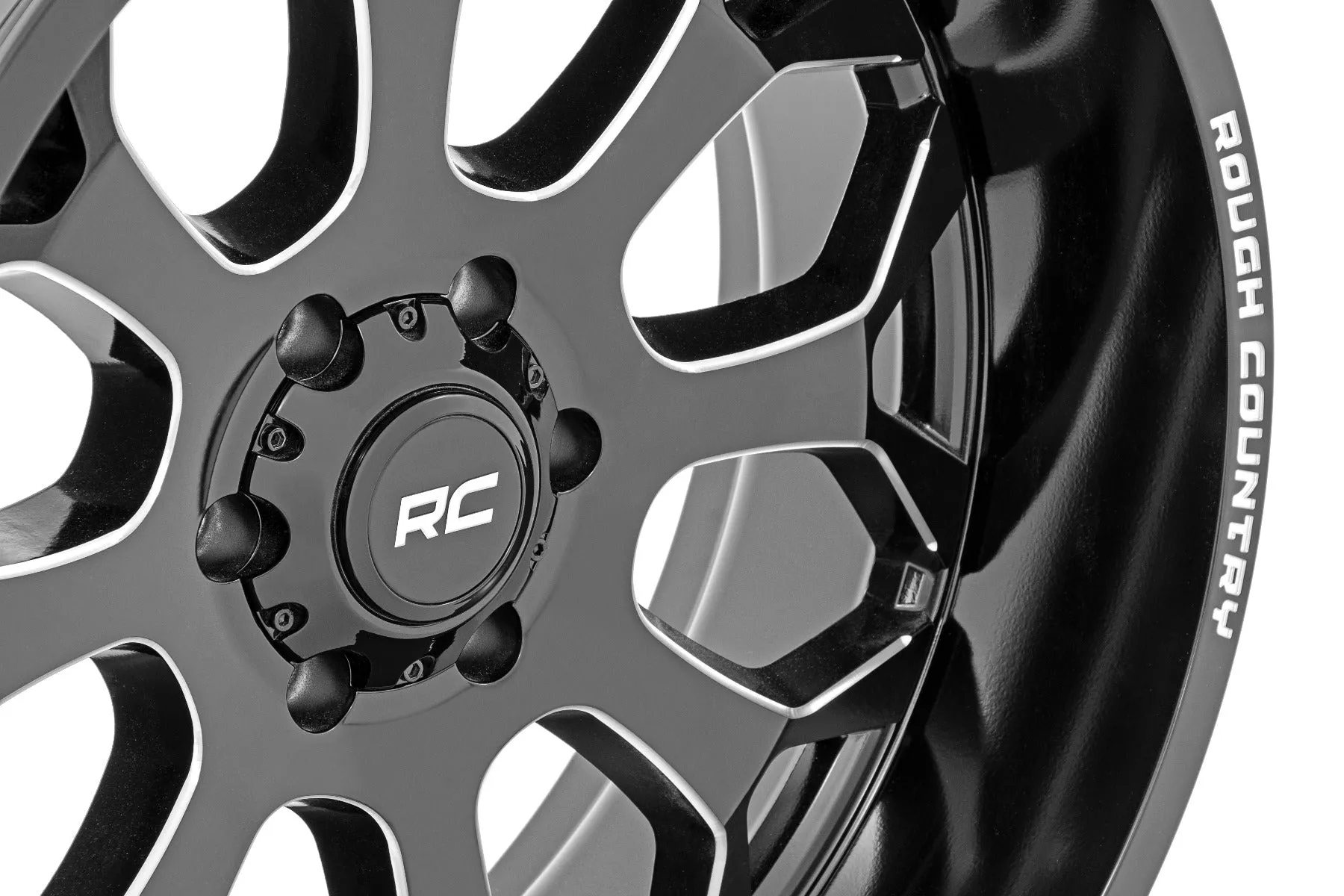 Rough Country 96 Series Wheel | One-Piece | Gloss Black | 20x10 | 8x180 | -19mm | 2011-2019