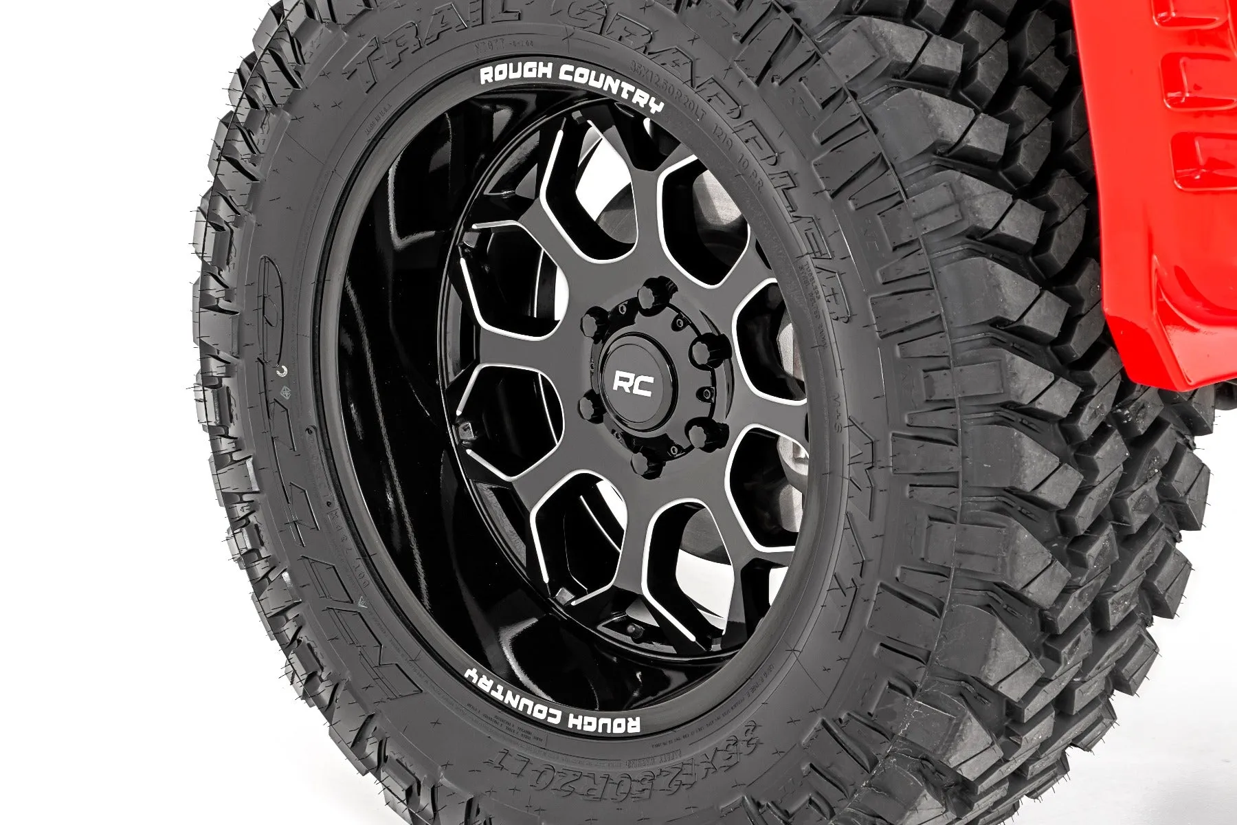 Rough Country 96 Series Wheel | One-Piece | Gloss Black | 20x10 | 8x180 | -19mm | 2011-2019