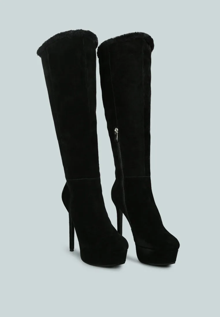 SALDANA Convertible Suede Leather Black High Boots