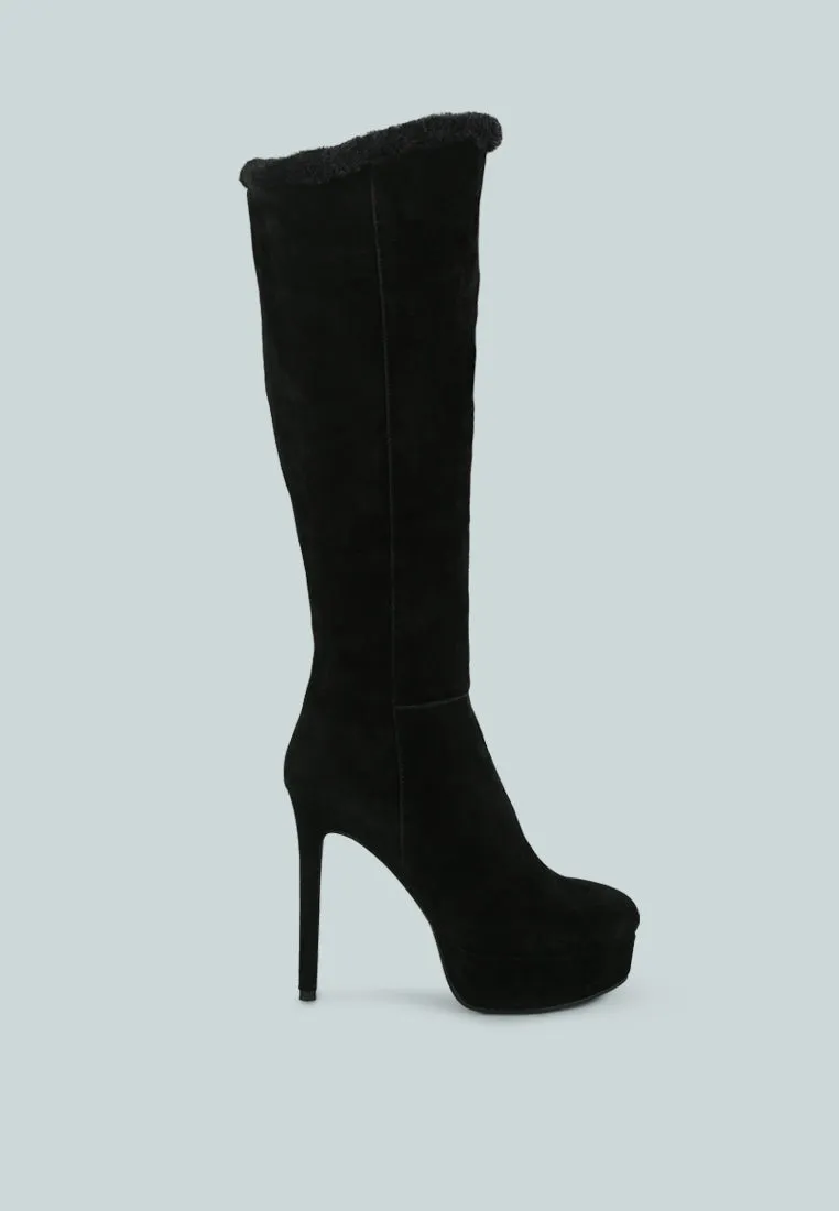 SALDANA Convertible Suede Leather Black High Boots