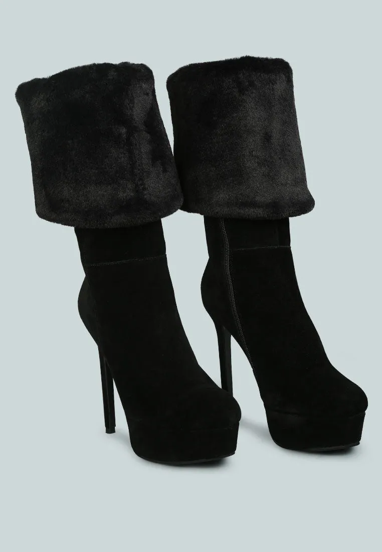 SALDANA Convertible Suede Leather Black High Boots