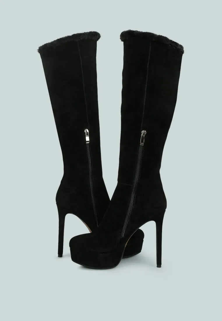 SALDANA Convertible Suede Leather Black High Boots