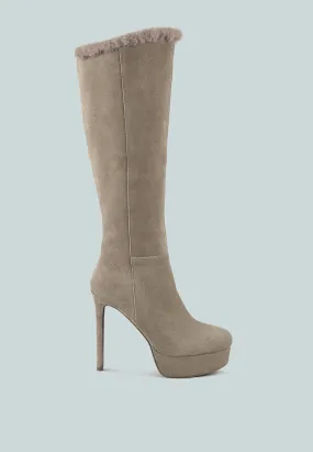 SALDANA Convertible Suede Leather Taupe High Boots