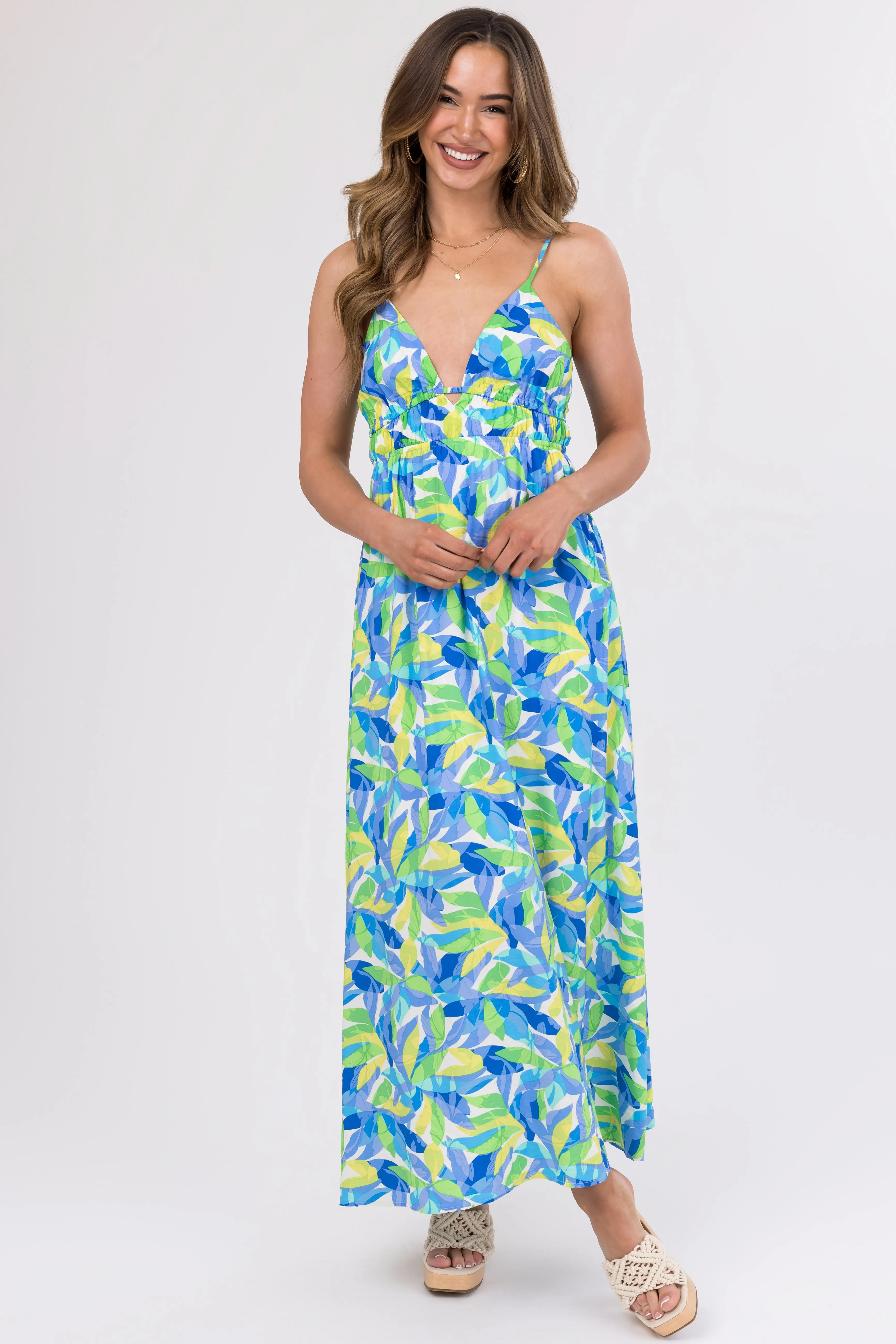 Sapphire Open Back Sleeveless Maxi Dress