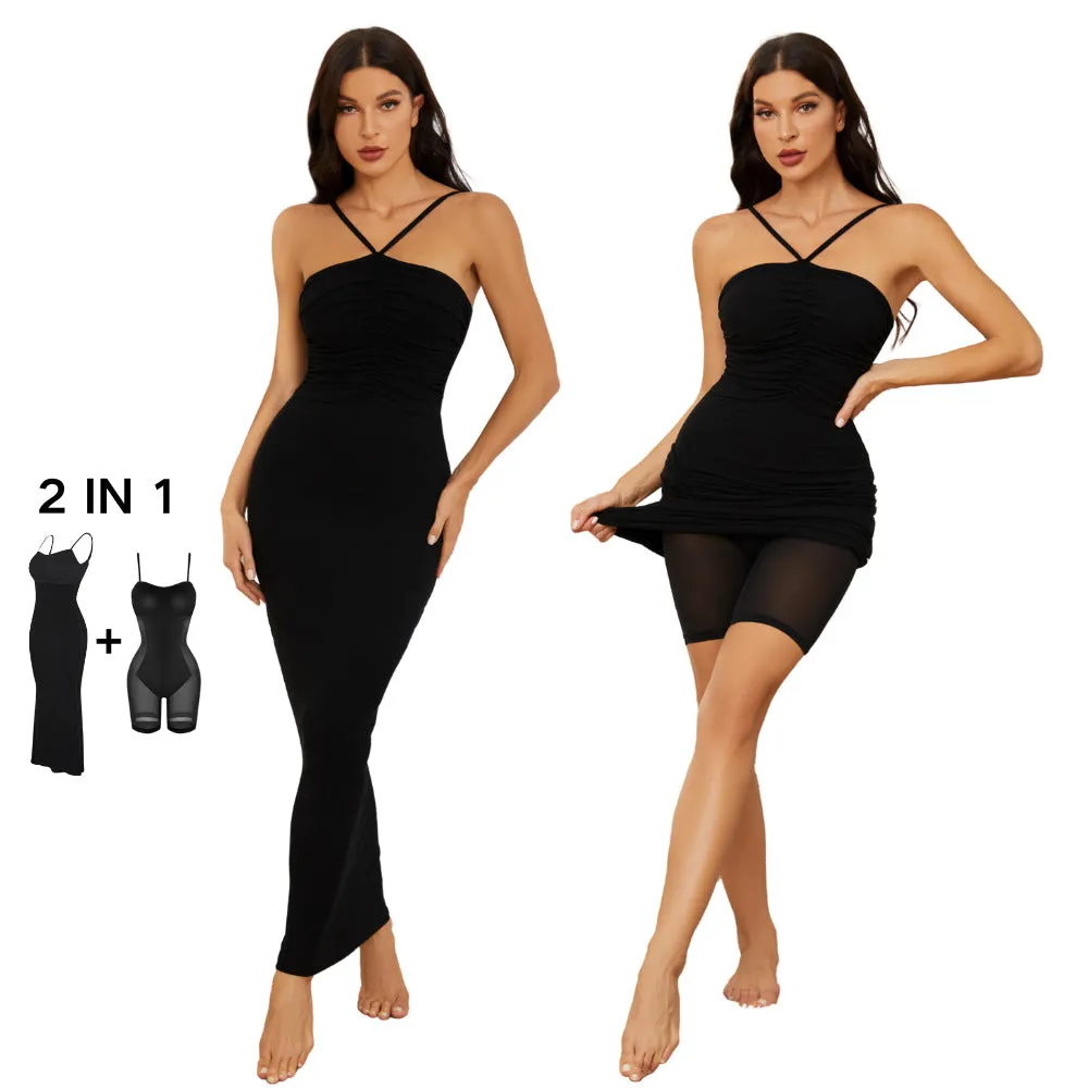 Secret shapewear Boobtube dress with straps- Black