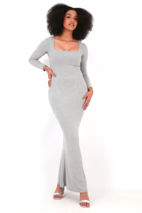 Secret  Shapewear long sleeve maxi dress- Grey