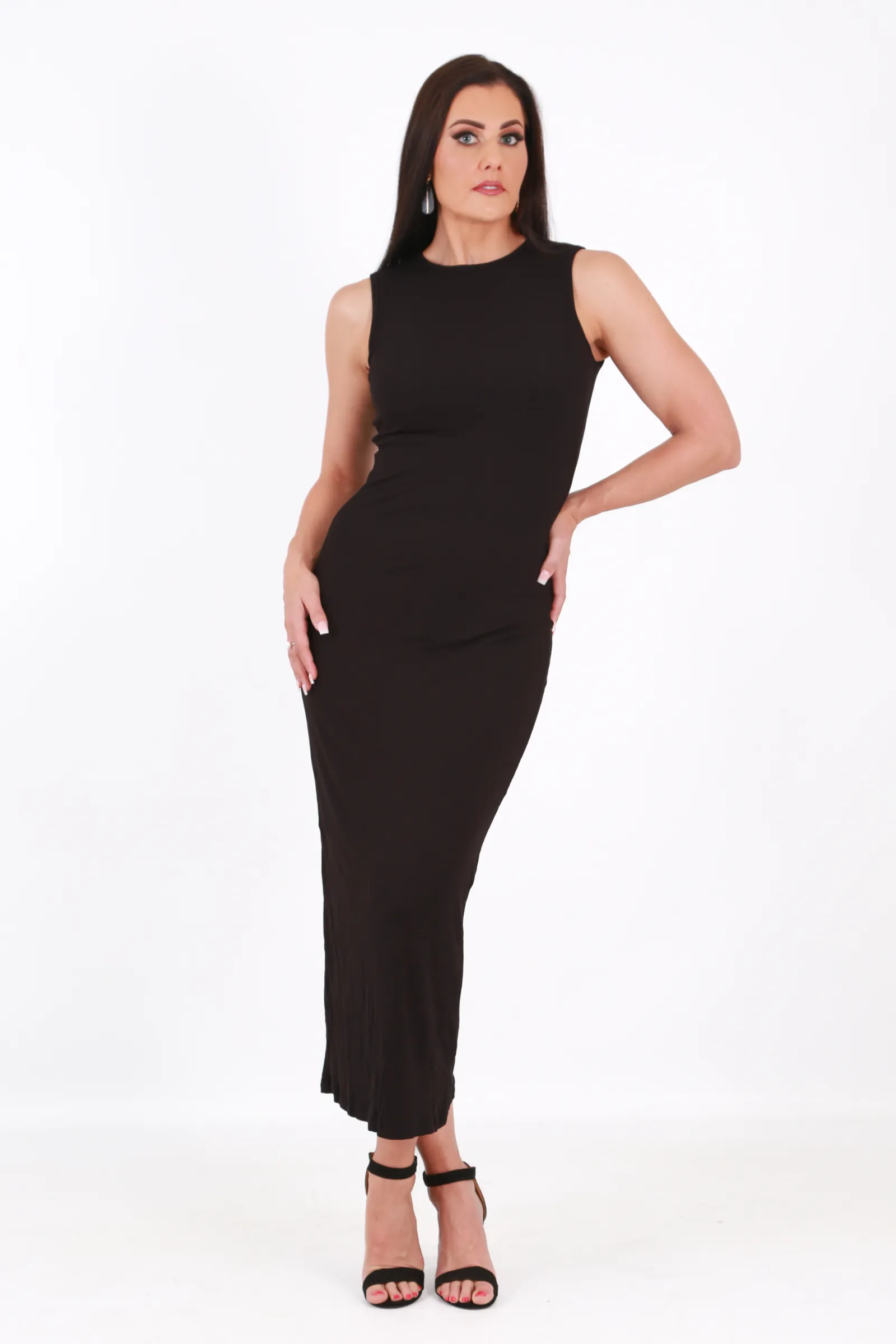 Secret shapewear sleeveless maxi dress- Black