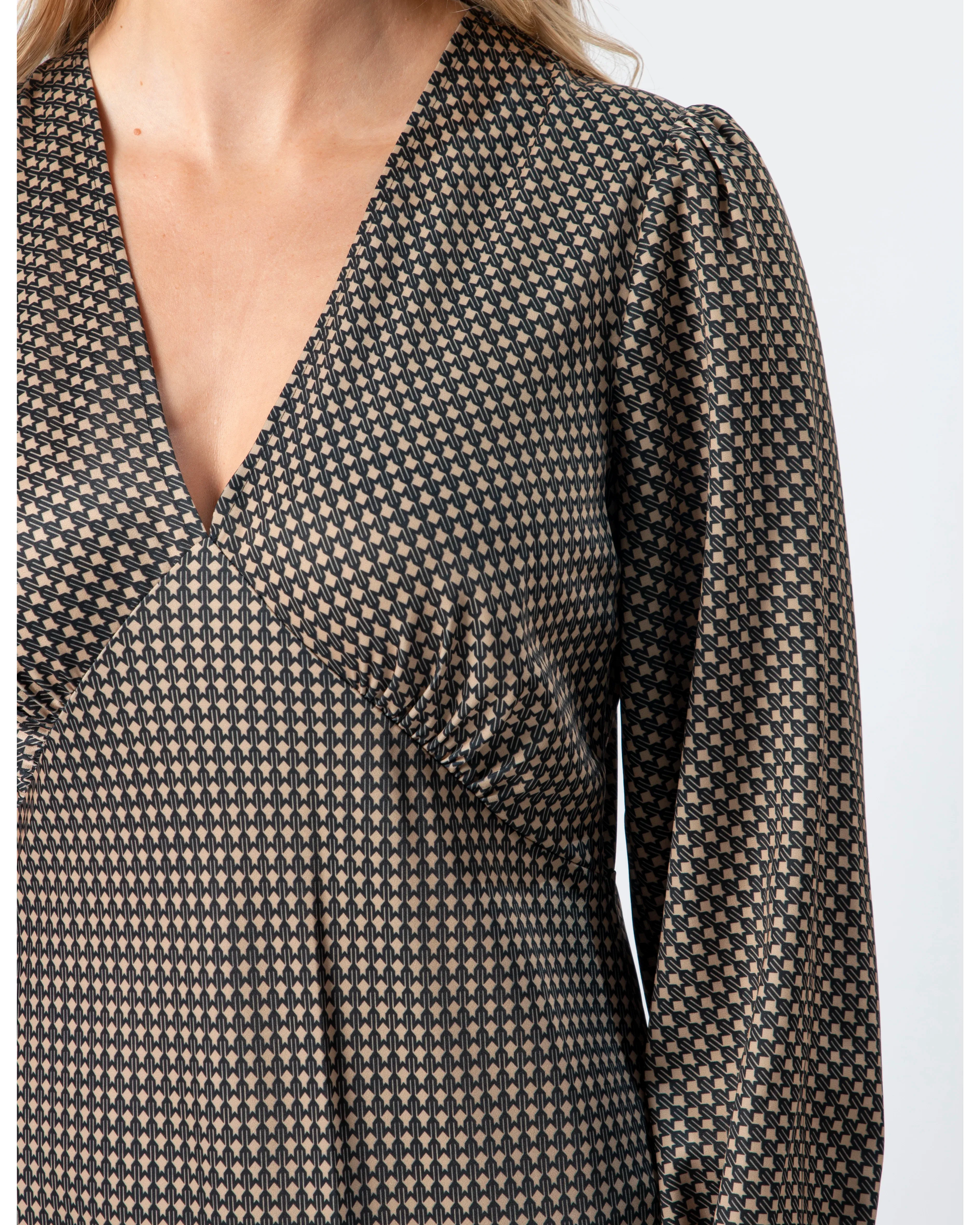 Serene Dress - Safari Houndstooth