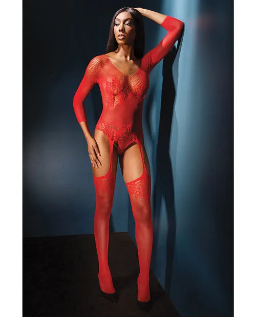 Sleek Seamless Stretch Net Long Sleeve Teddy