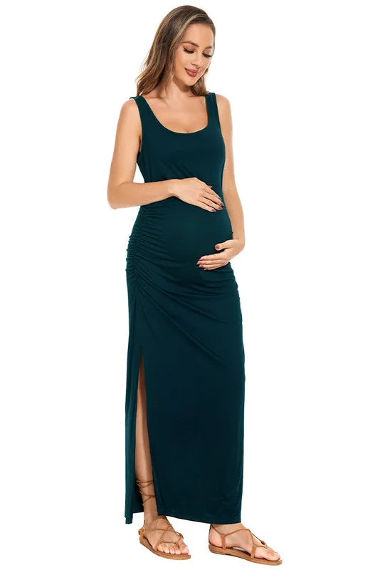 Smallshow Summer Sleeveless Maternity Maxi Dress