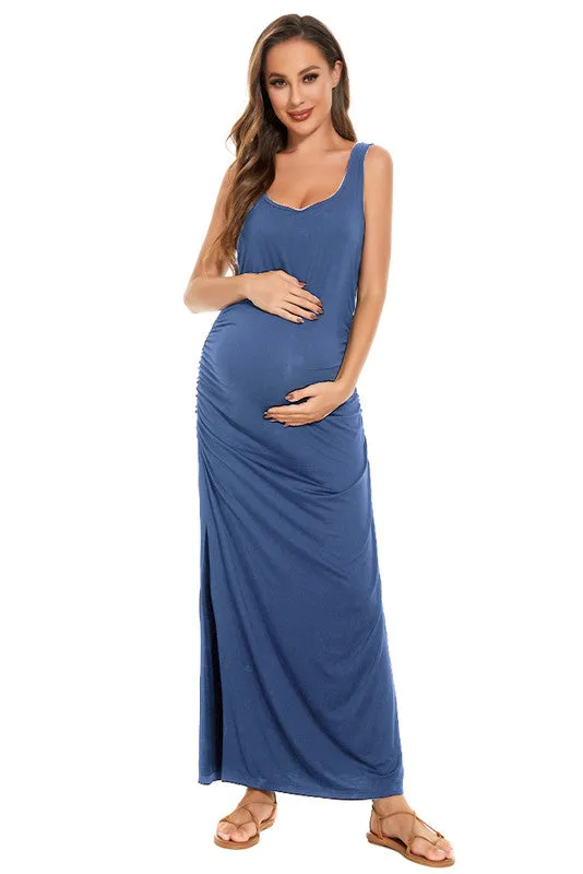 Smallshow Summer Sleeveless Maternity Maxi Dress