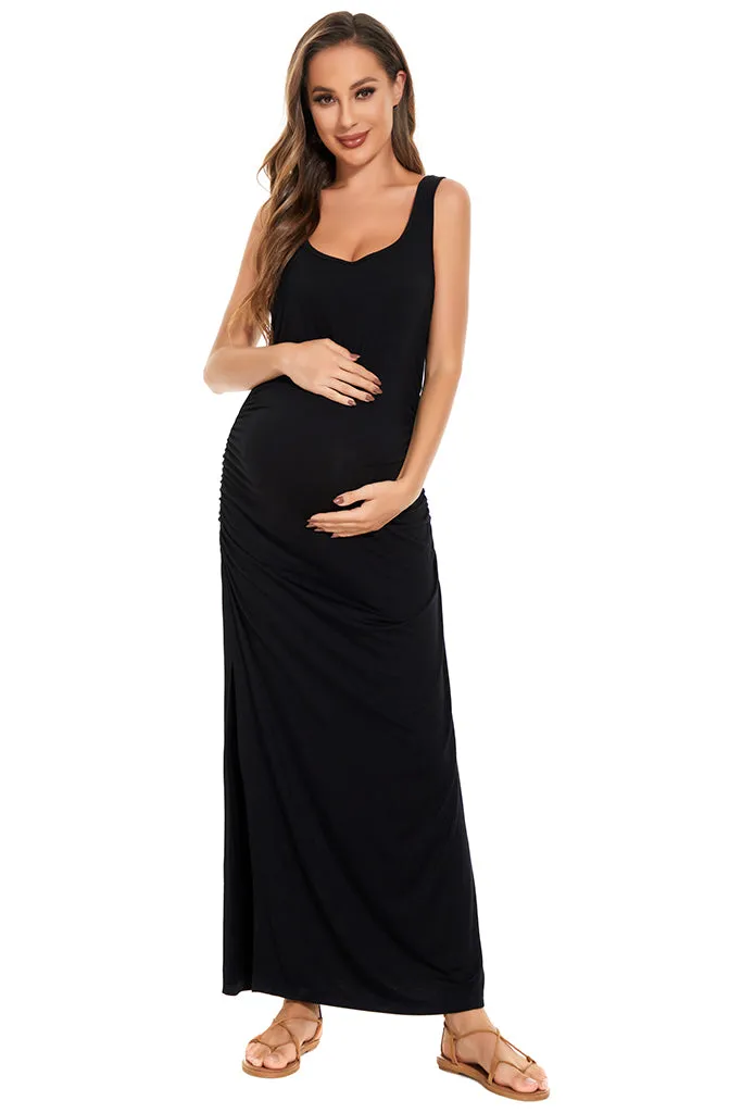 Smallshow Summer Sleeveless Maternity Maxi Dress