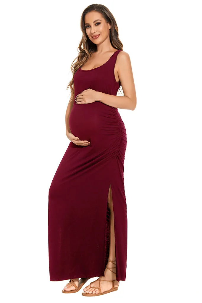 Smallshow Summer Sleeveless Maternity Maxi Dress