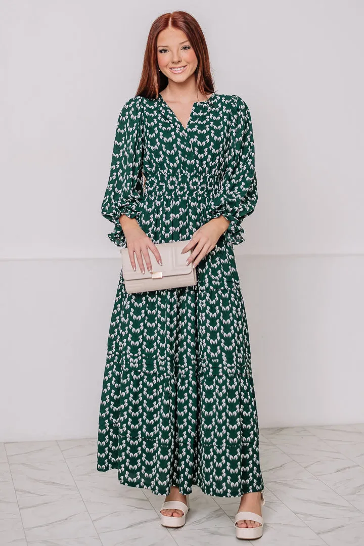 Snowy Event Printed Maxi Dress