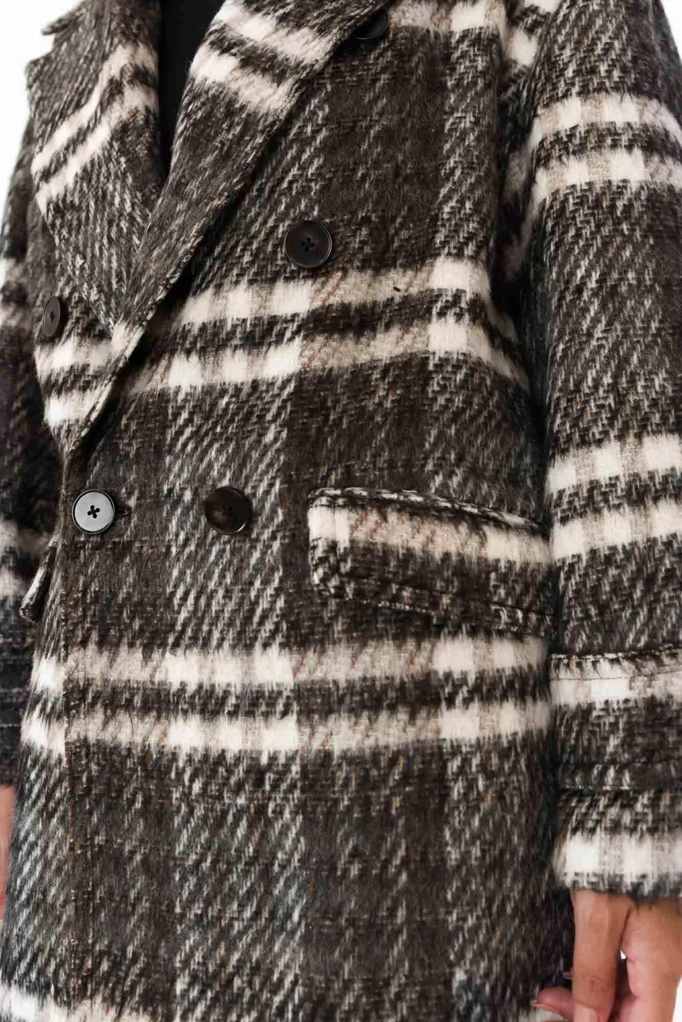 Songbird Charcoal Check Oversized Short Coat