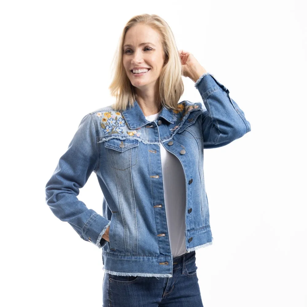 Sunflower Embroidery Jean Jacket