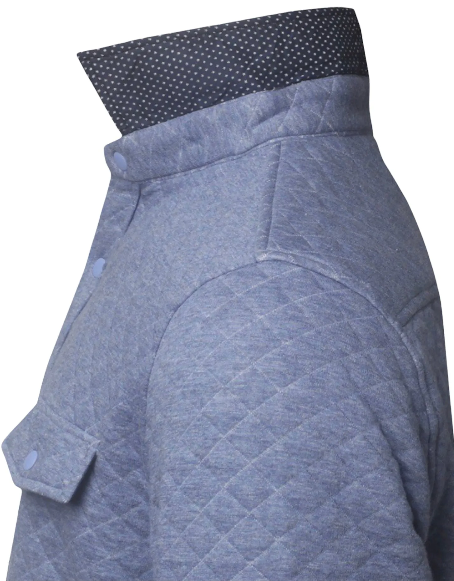 Super Soft Quilted Long Sleeve Snap Button Shirts- Blue