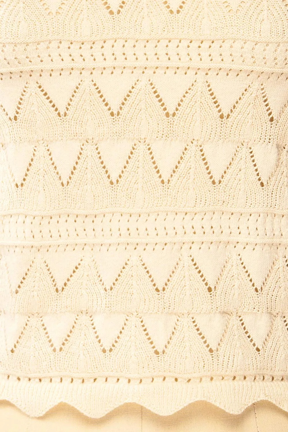 Tabara | Beige Openwork Knit Top w/ Cut-Outs