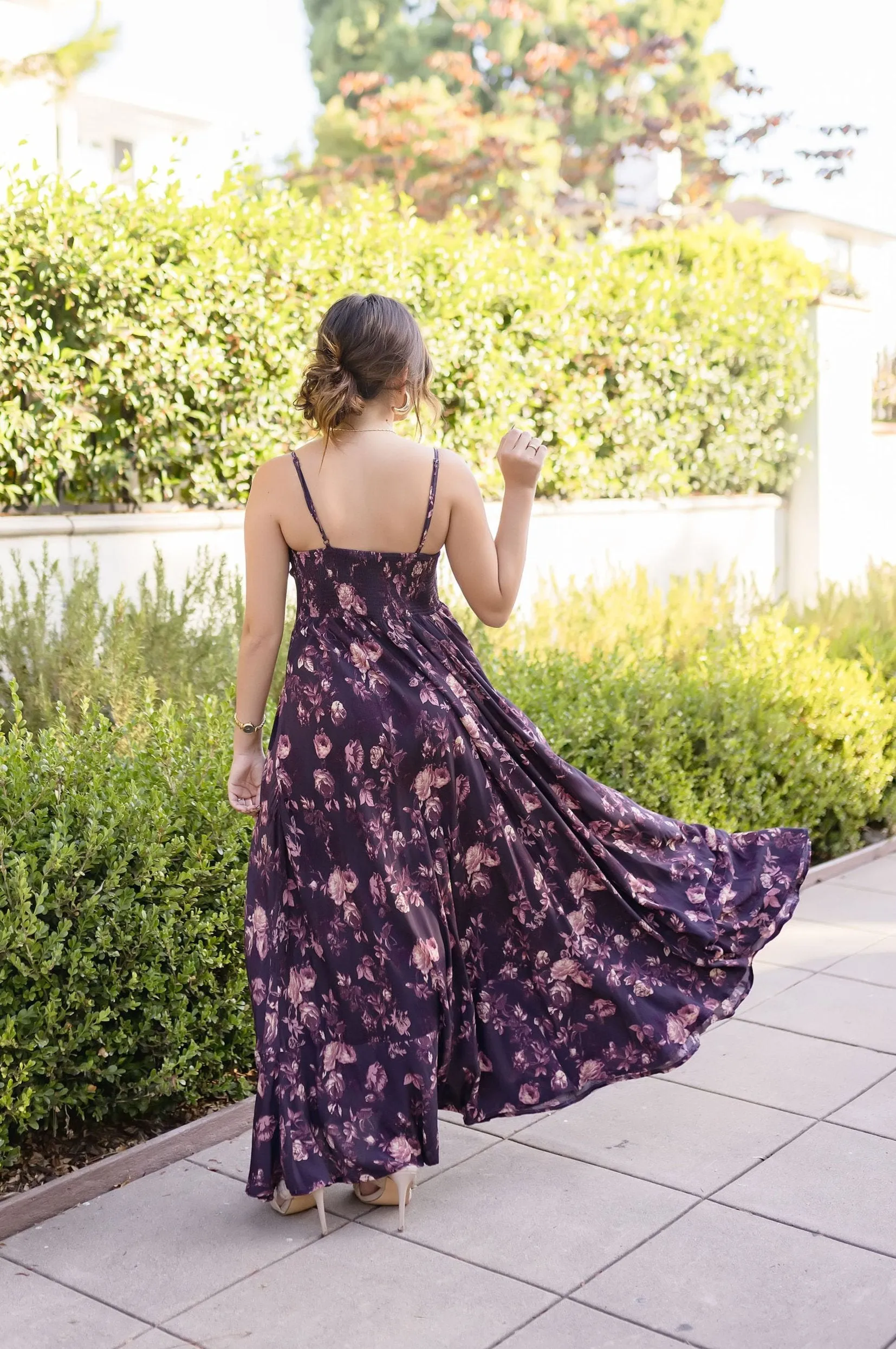 Tara Sleeveless Floral Print Maxi Dress Brown