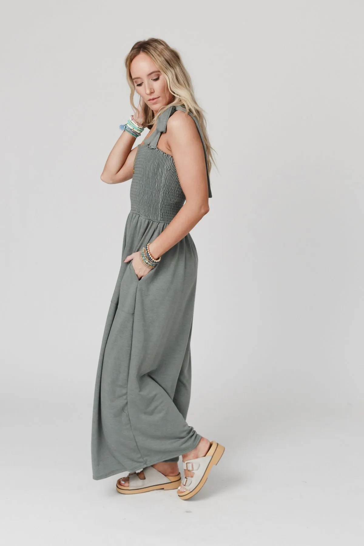 The Nest Daytripper Wide Leg Jumpsuit - Light Olive