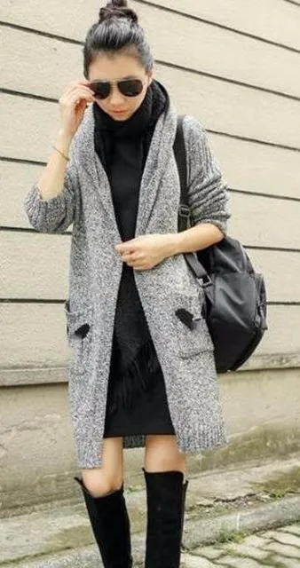 Thick Winter Knitted Star Cardigan Coat