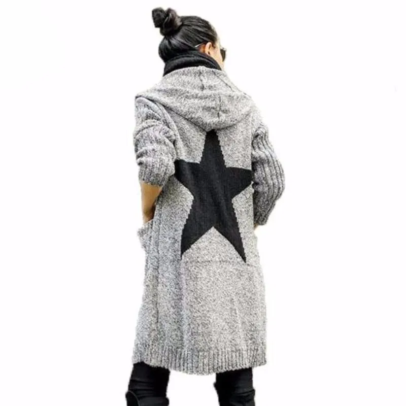 Thick Winter Knitted Star Cardigan Coat