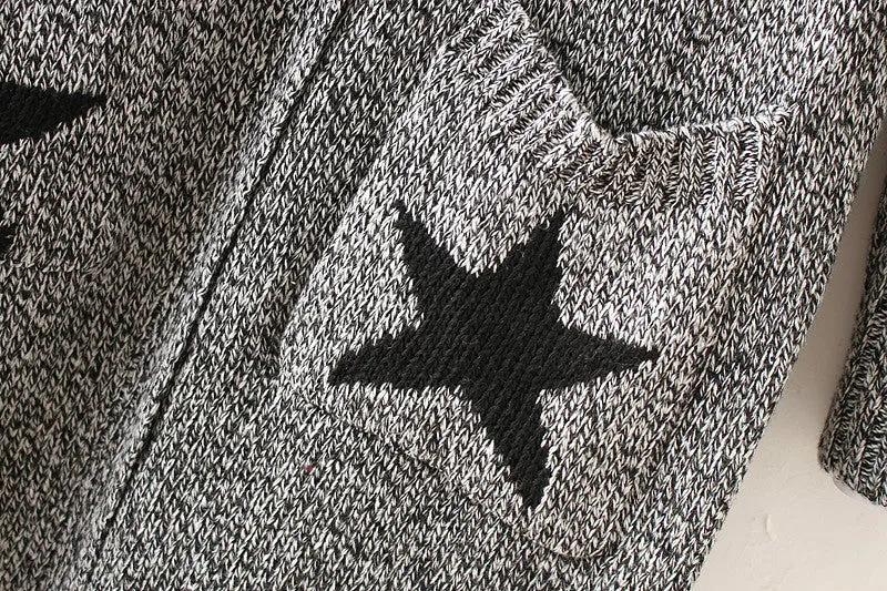 Thick Winter Knitted Star Cardigan Coat