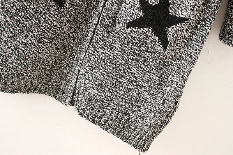 Thick Winter Knitted Star Cardigan Coat