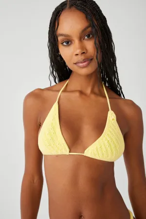 Tide Crochet Triangle Bikini Top - Honey Butter