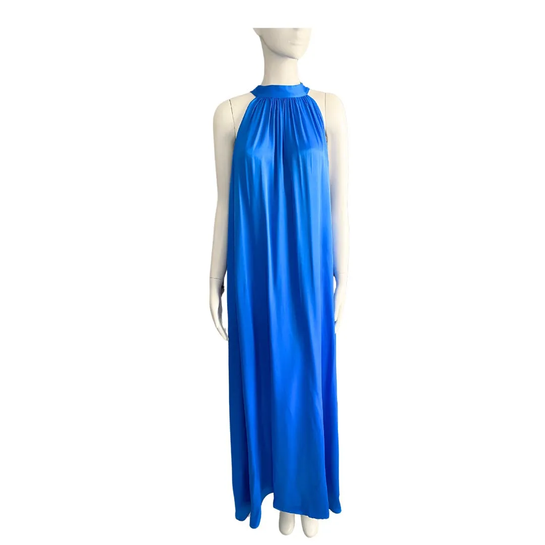 Tie Neck Maxi Dress Blue SIZE XL