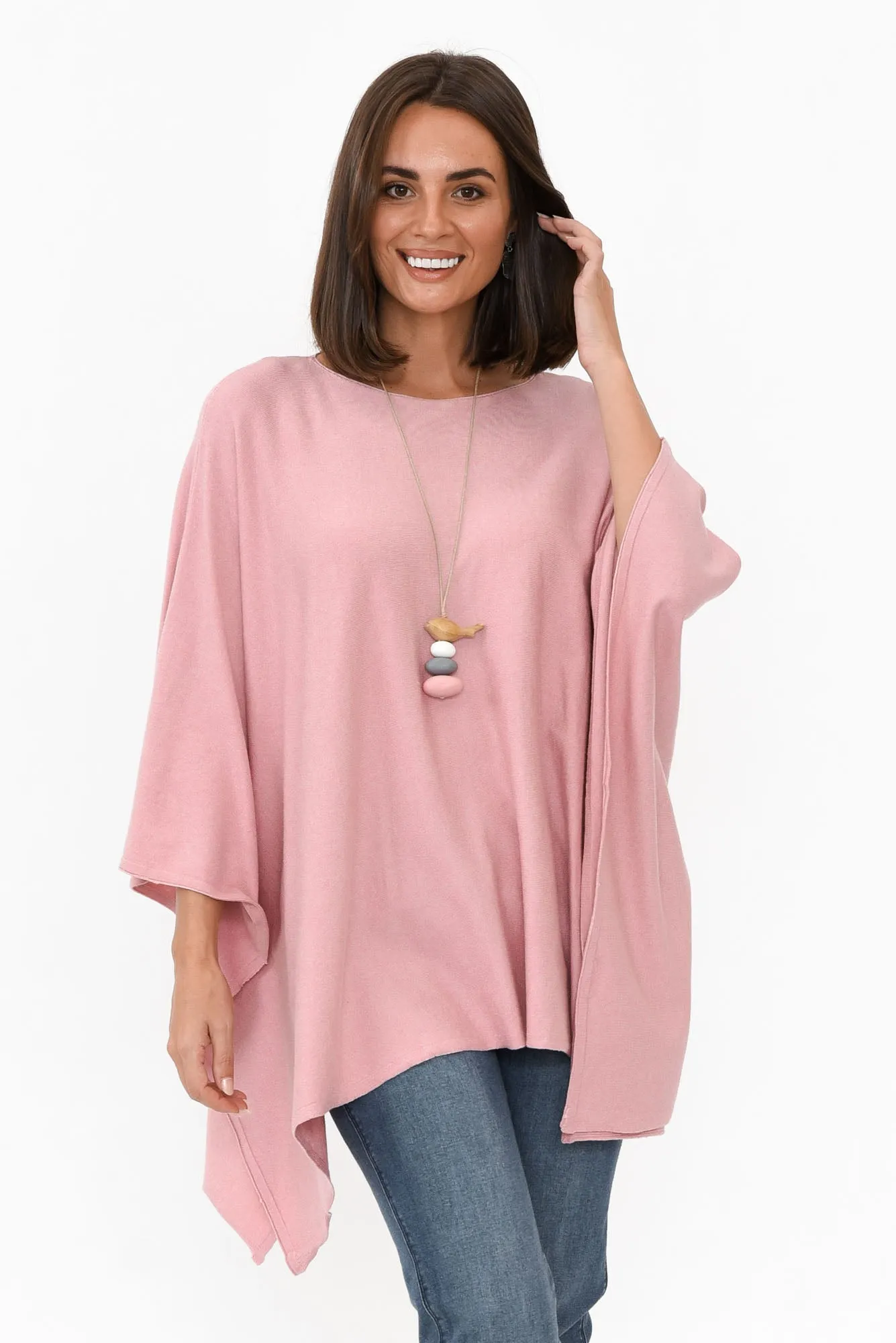 Timothy Pink Cotton Stretch Poncho