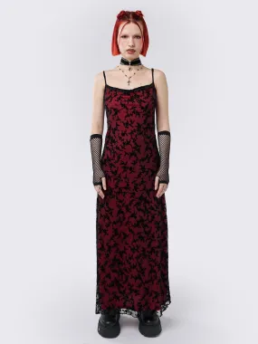 Titania Red Mesh Maxi Dress