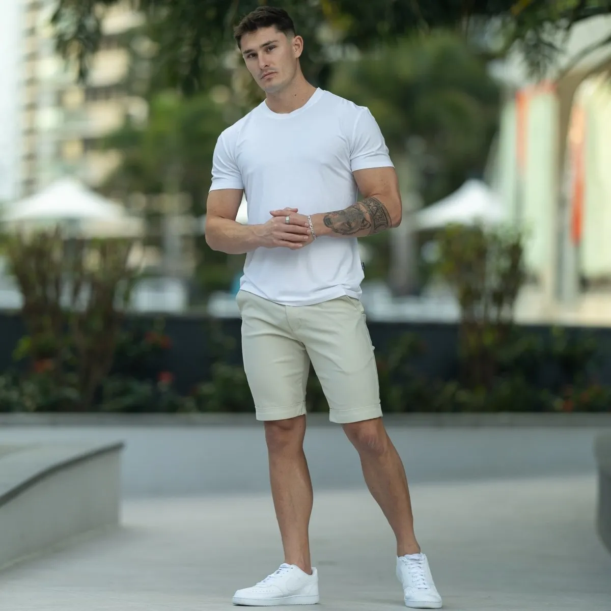 Ultra-Stretch 9” Chino Shorts - Cream