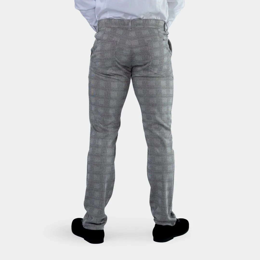 Ultra Stretch Chino Pants - Slim Fit - Tartan Grey Check