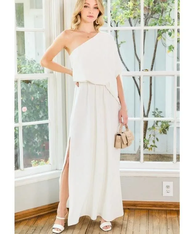 Unbalanced slit maxi dress