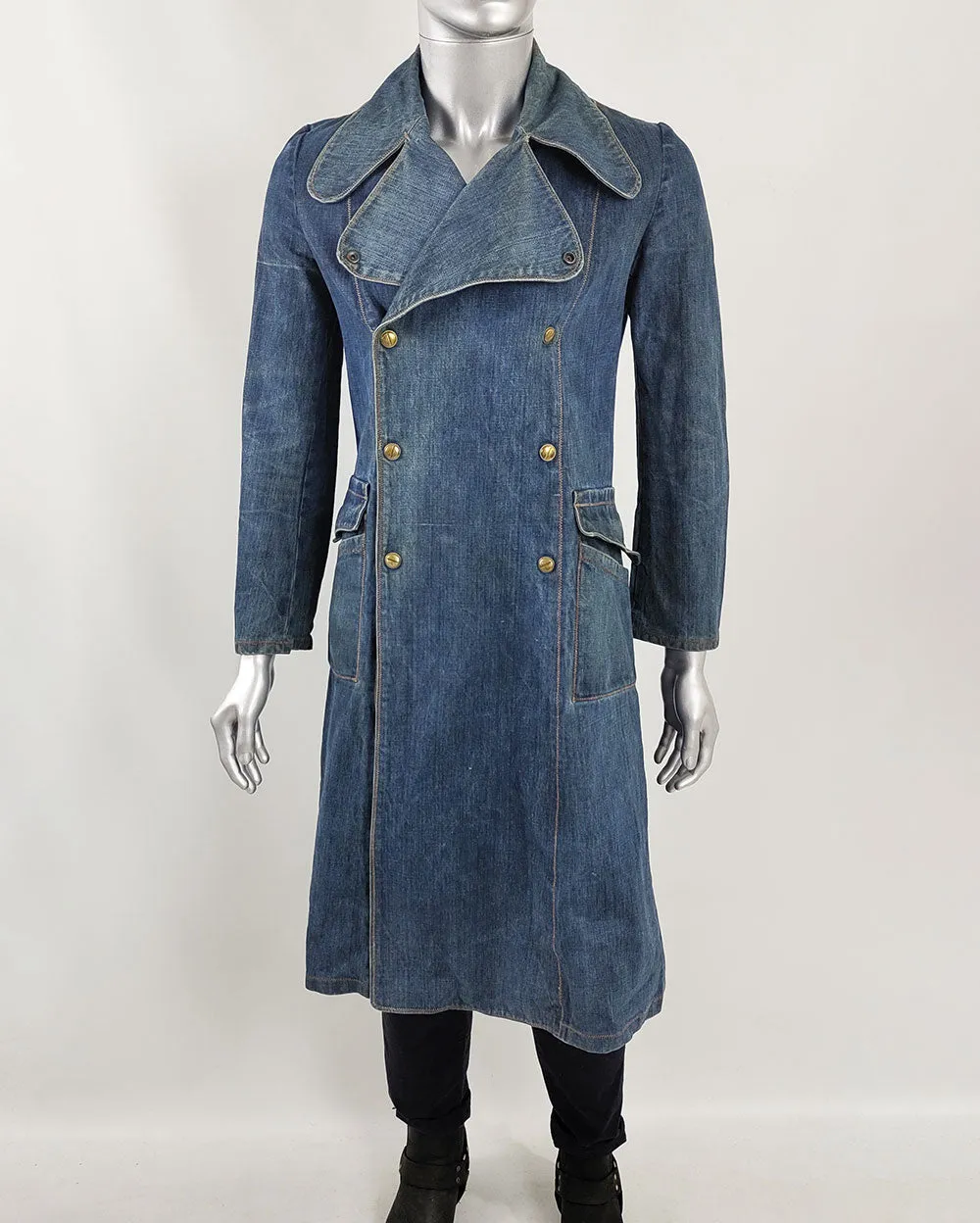 Vintage Mens 1970s The Wild Mustang Co. Denim Pea Coat