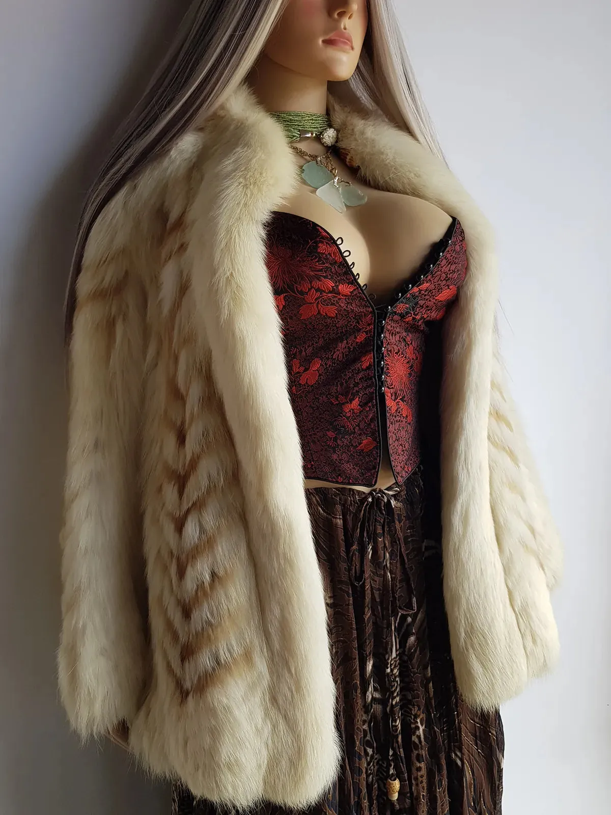 Vintage Saga Creamy White & Gold Fox Fur Coat - Soft & Dreamy - Perfect Length