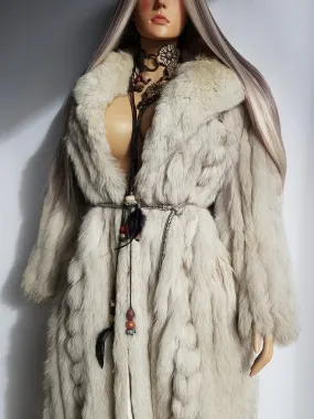 Vintage Saga Ice Blue / Grey Fox Fur Coat - Soft & Dreamy - Full Length