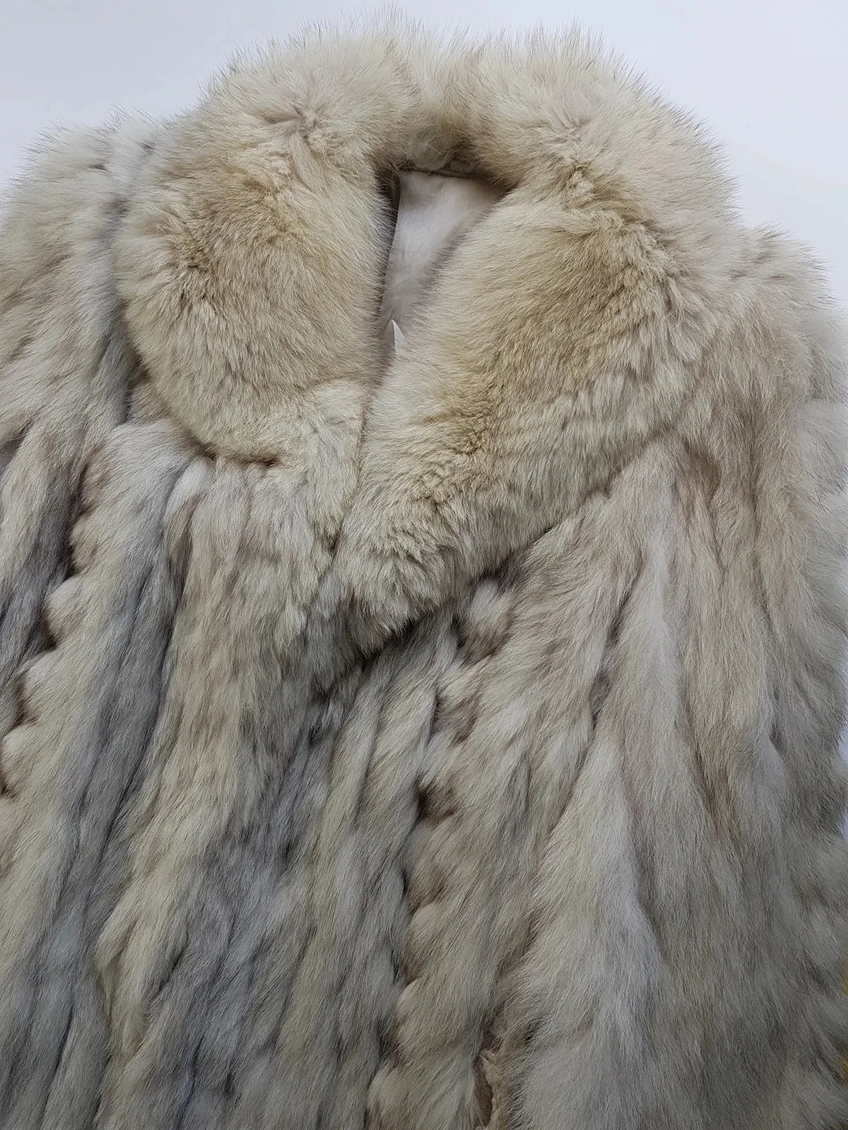 Vintage Saga Ice Blue / Grey Fox Fur Coat - Soft & Dreamy - Full Length