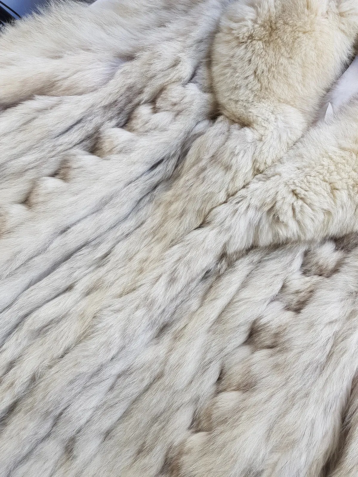 Vintage Saga Ice Blue / Grey Fox Fur Coat - Soft & Dreamy - Full Length