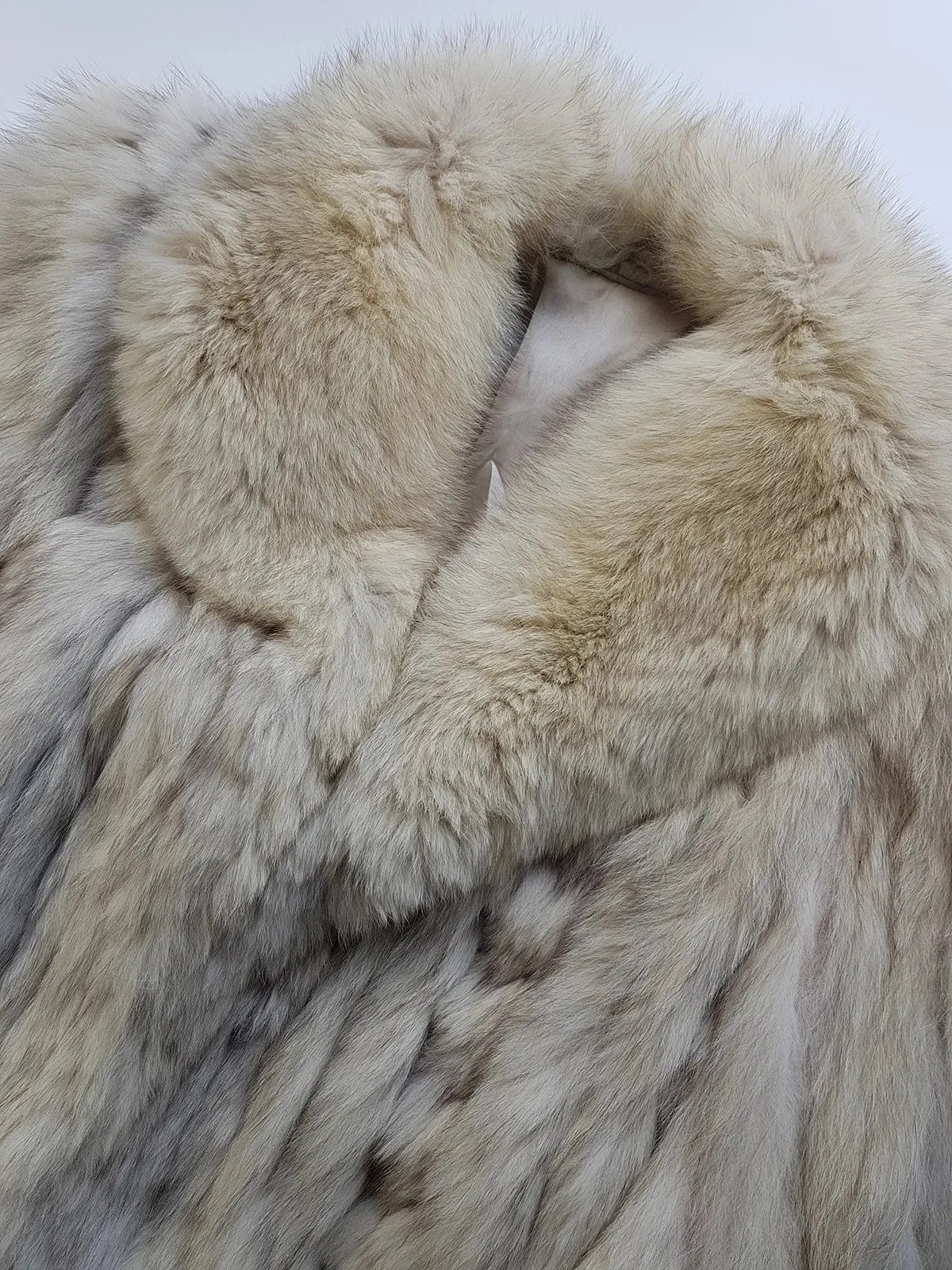 Vintage Saga Ice Blue / Grey Fox Fur Coat - Soft & Dreamy - Full Length