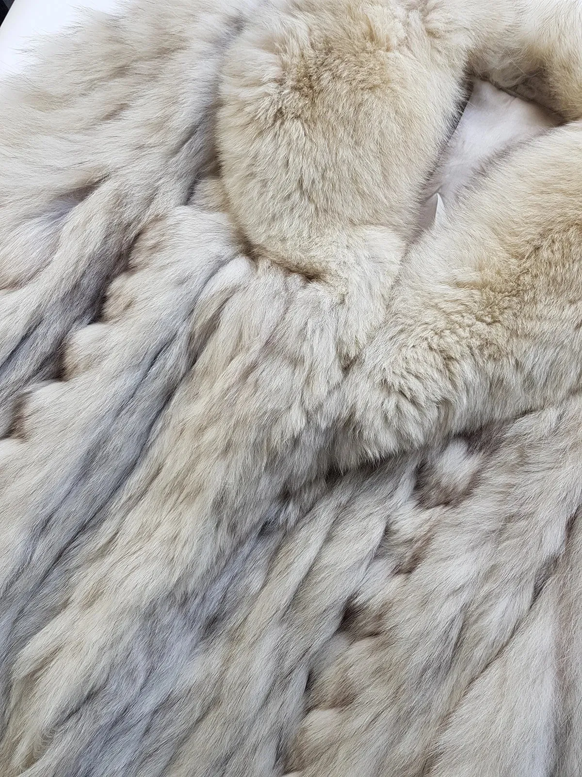 Vintage Saga Ice Blue / Grey Fox Fur Coat - Soft & Dreamy - Full Length