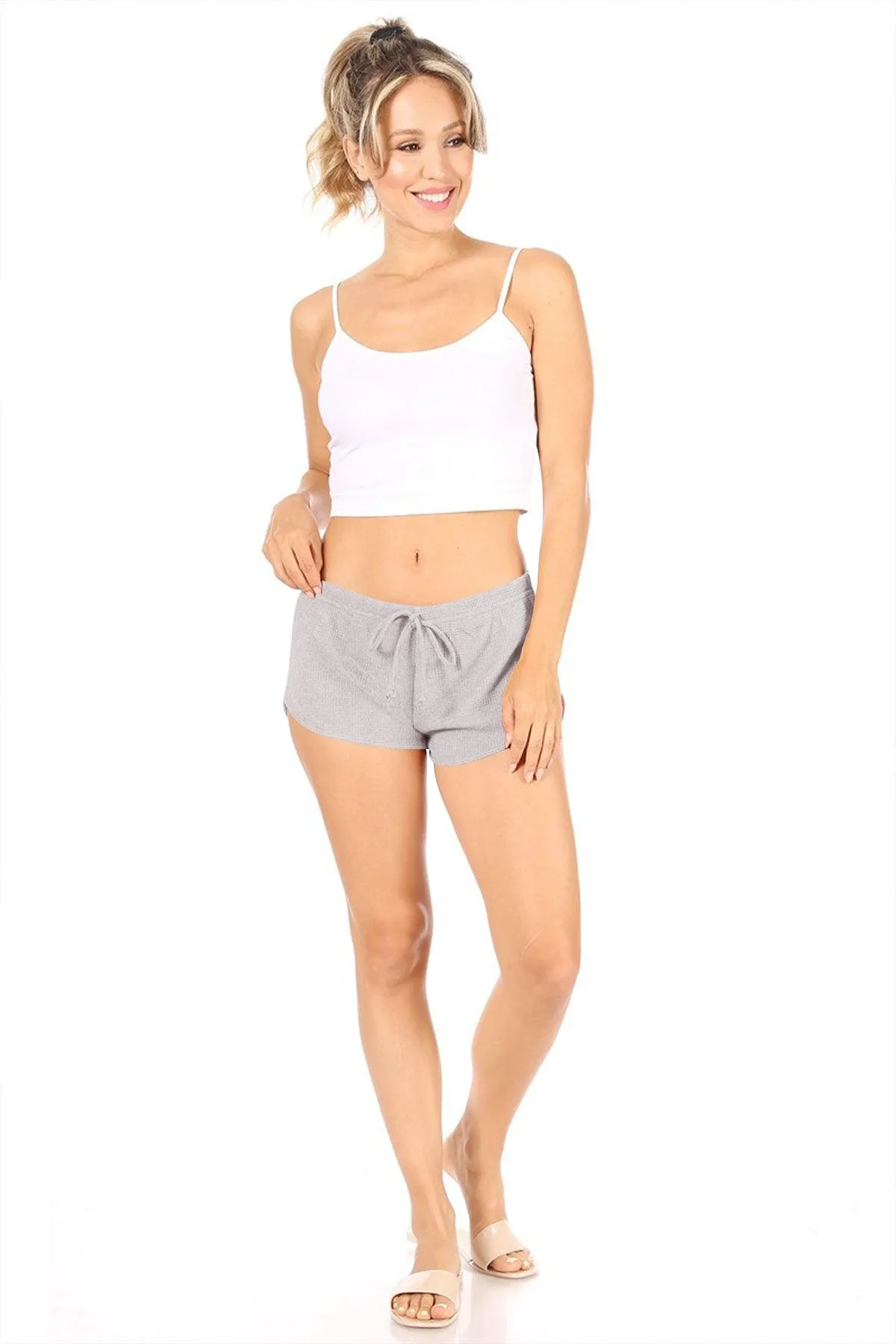 Women's Casual Drawstring Lightweight Textured Shorts Pants