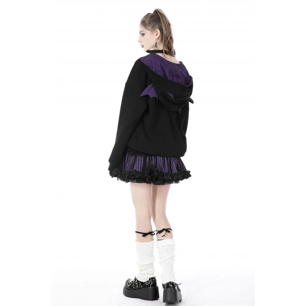 Women's Grunge Bat Wing Coat with Cat Ears Hood