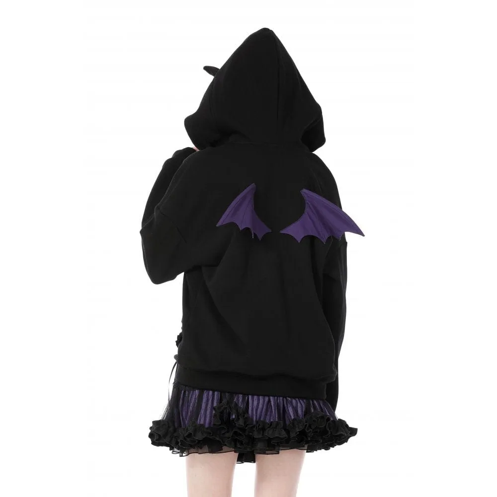 Women's Grunge Bat Wing Coat with Cat Ears Hood