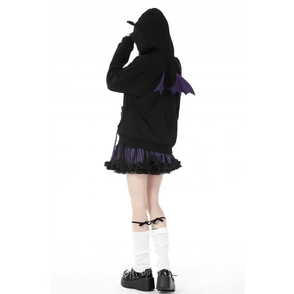 Women's Grunge Bat Wing Coat with Cat Ears Hood