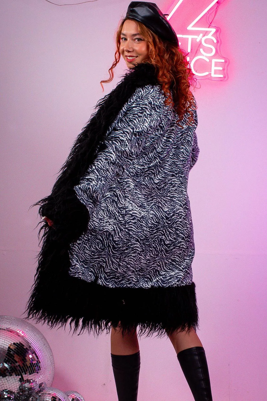 Zebra lux Faux fur sequin Coati