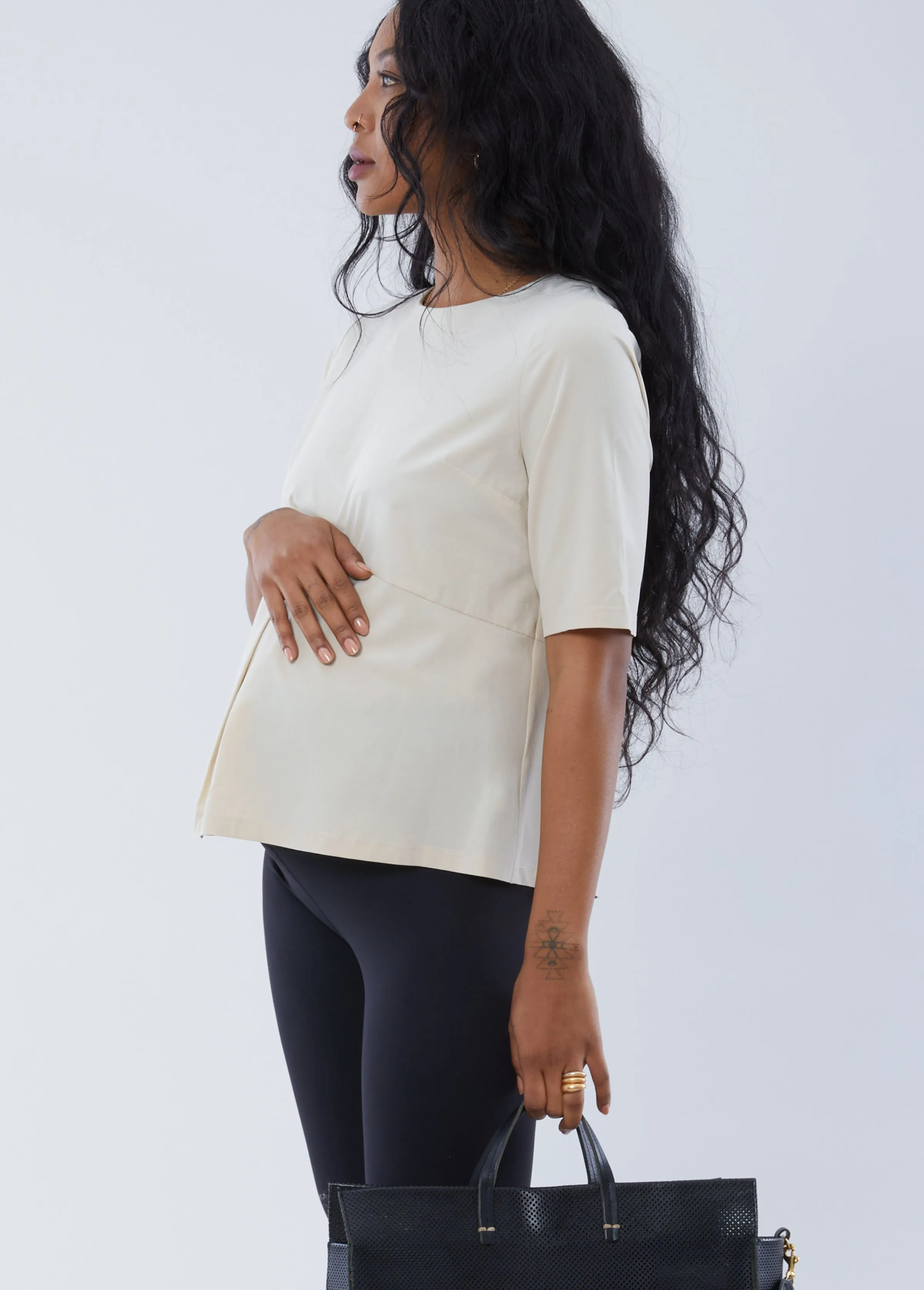 Zipper Back Maternity Top