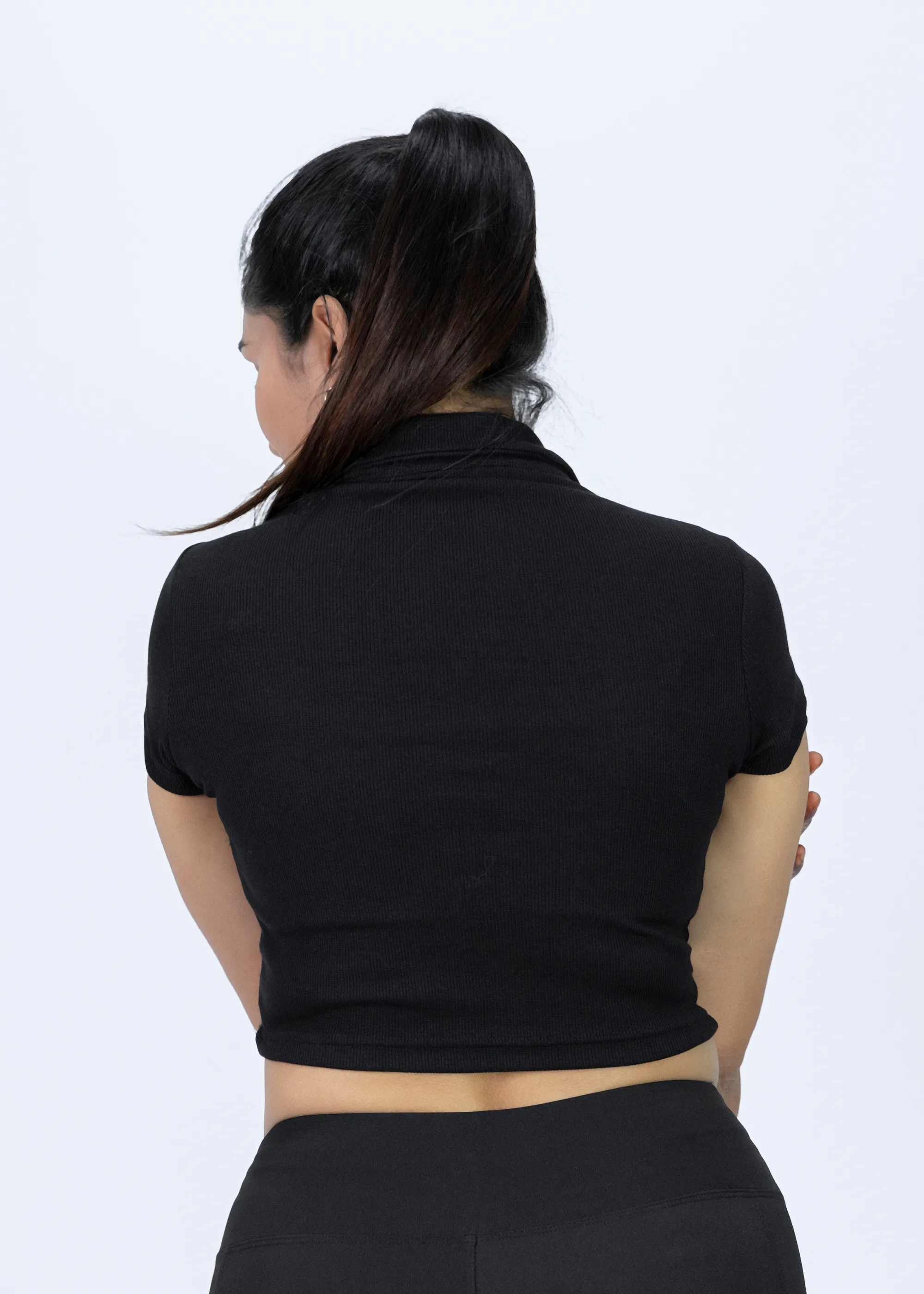 ZipZap Ribbed Collar Crop Top